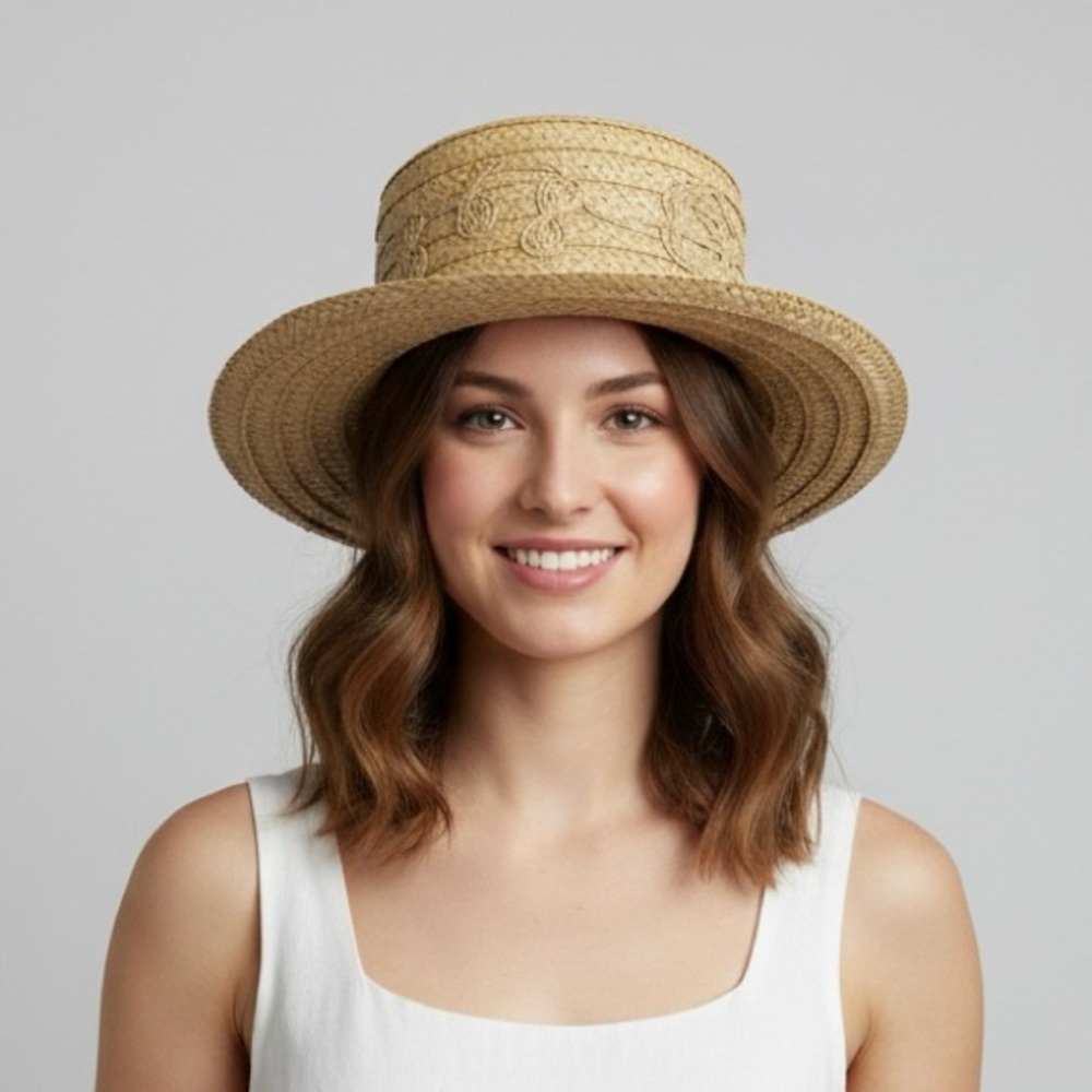 Vintage Liz Claiborne Natural Straw Woven Hat - O/S